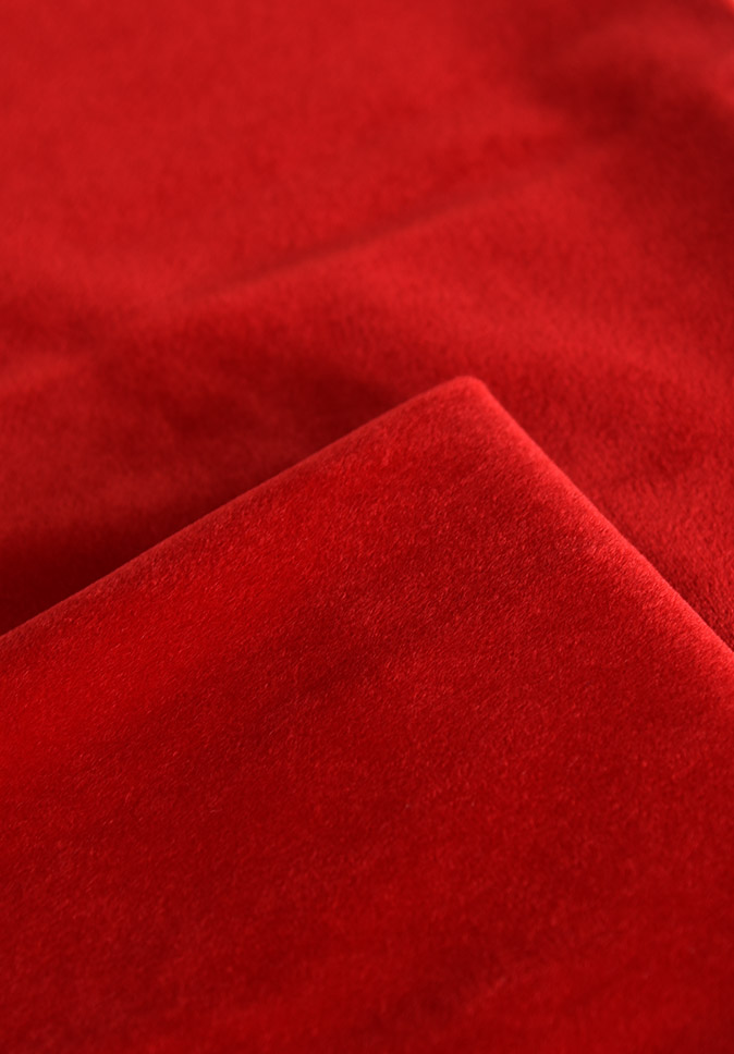 Roter, inhärent flammhemmender Samtstoff aus reinem Polyester